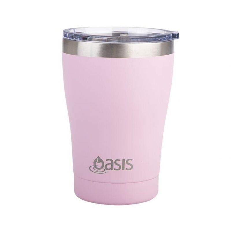 2x OASIS STAINLESS STEEL DOUBLE WALL INSULATED "TRAVEL CUP" 350ML