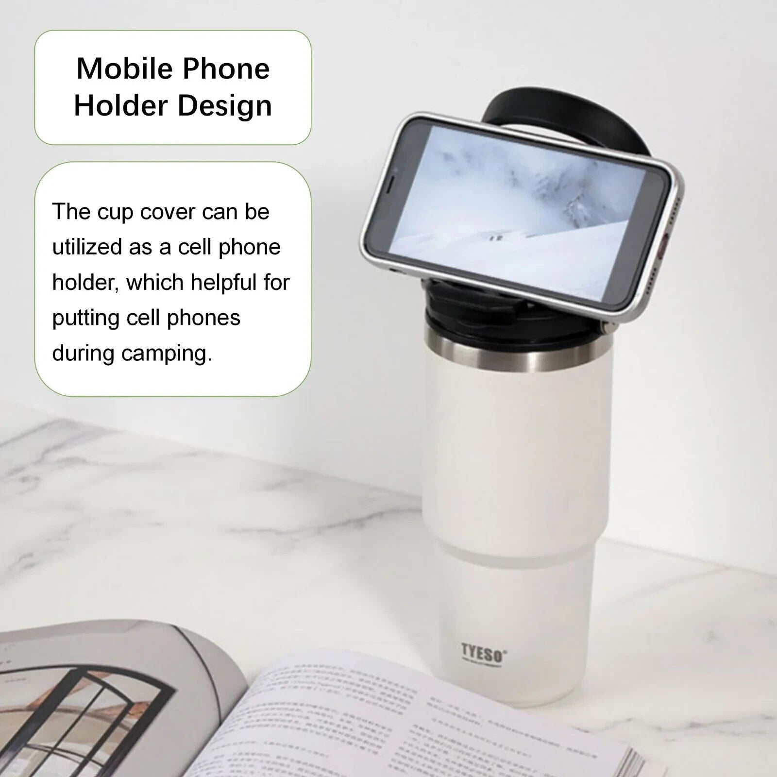 900ML White Stainless Steel Travel Mug with Leak-proof 2-in-1 Straw and Sip Lid, Vacuum Insulated Coffee Mug for Car, Office, Perfect Gifts, Keeps Liquids Hot or Cold