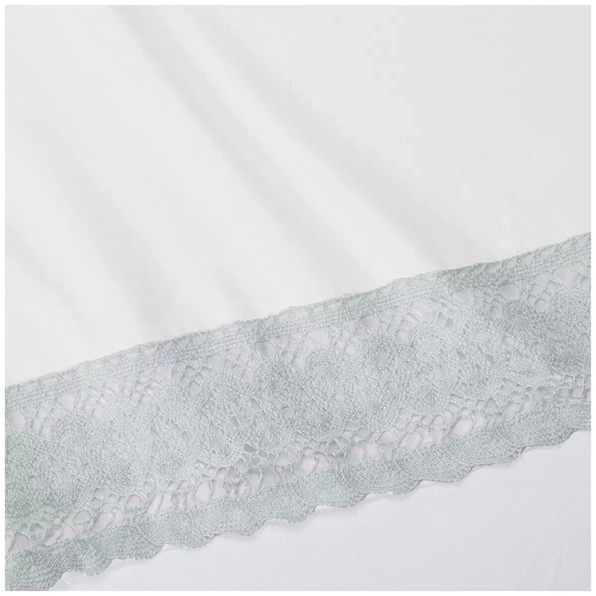 Kingtex 1500TC Crochet-lace Microfibre Sheet Set Single ice blue/ white