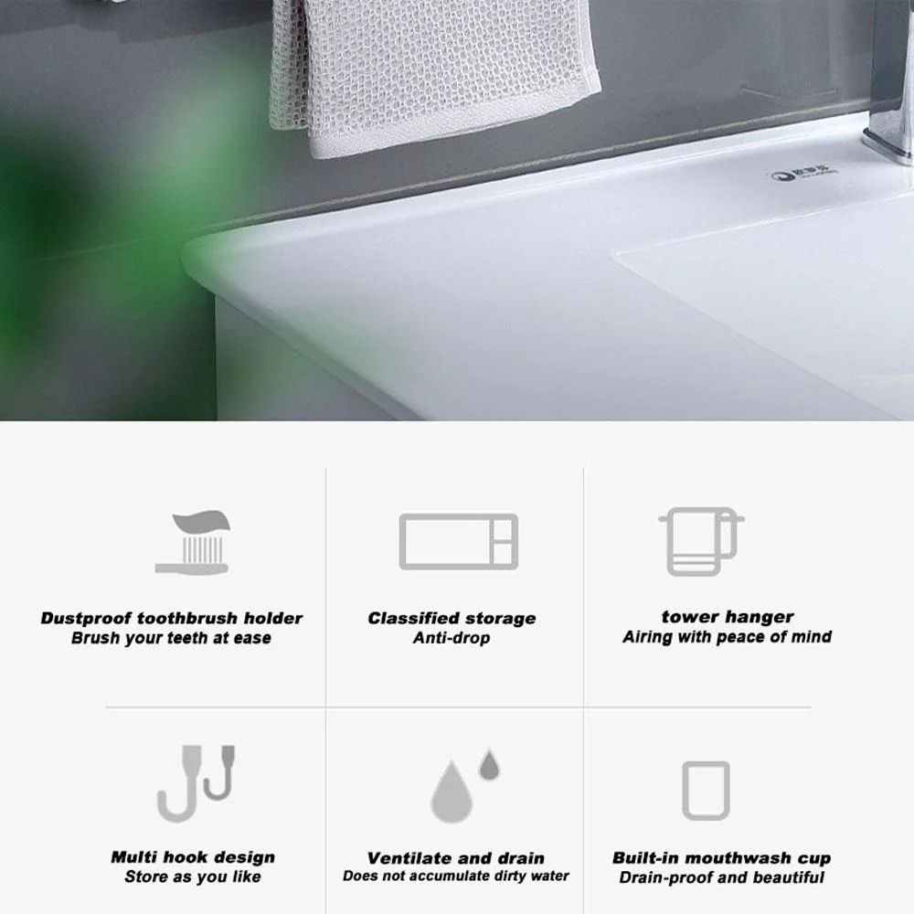 Ecoco Wall-Mounted Toothbrush Holder with 4 Cups and 4 Toothbrush Slots Toiletri