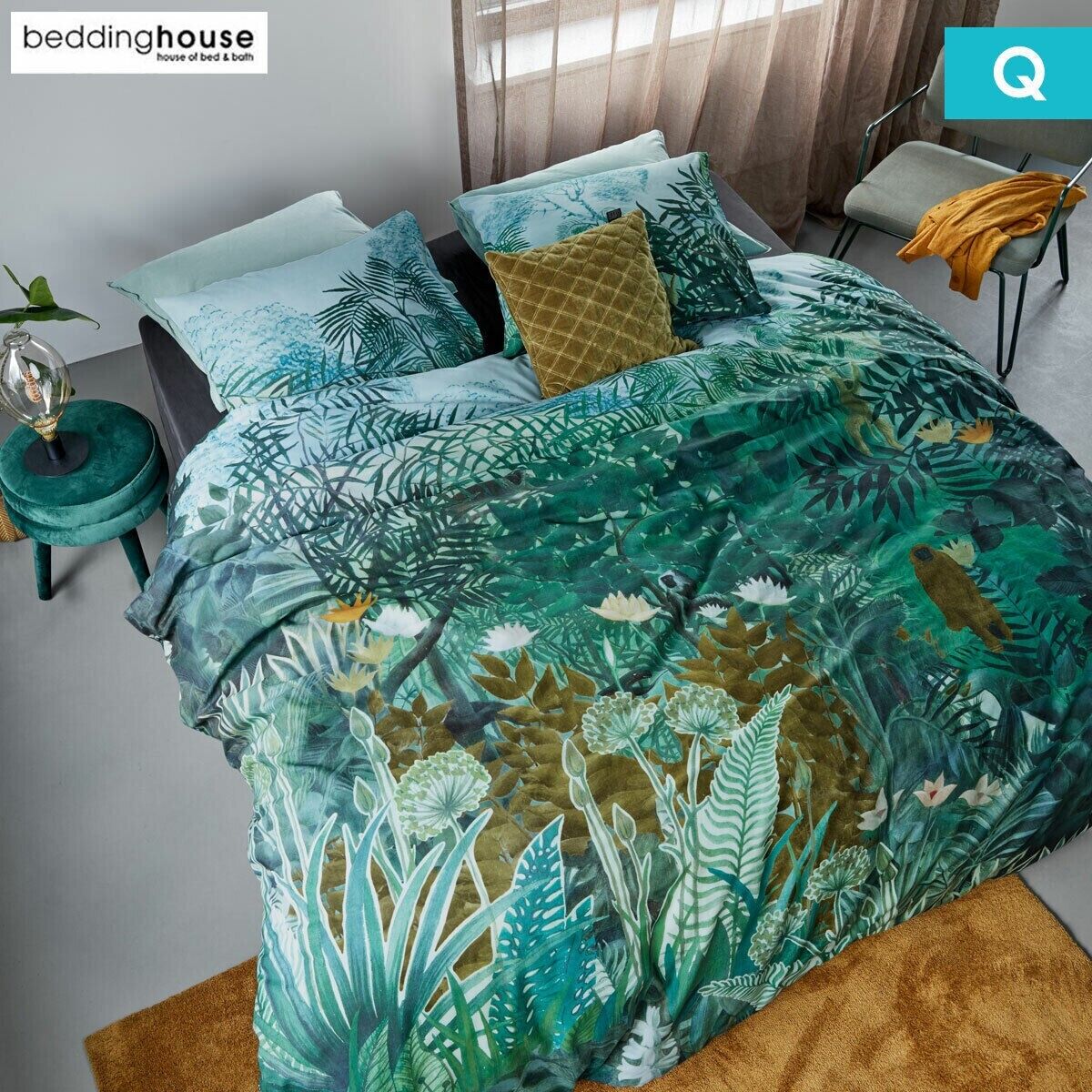 Bedding House Madagascar Green Cotton Quilt Cover Set Queen