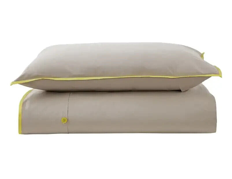 Jane Barrington Cotton Quilt Cover Set Taupe/Sunshine Yellow Queen