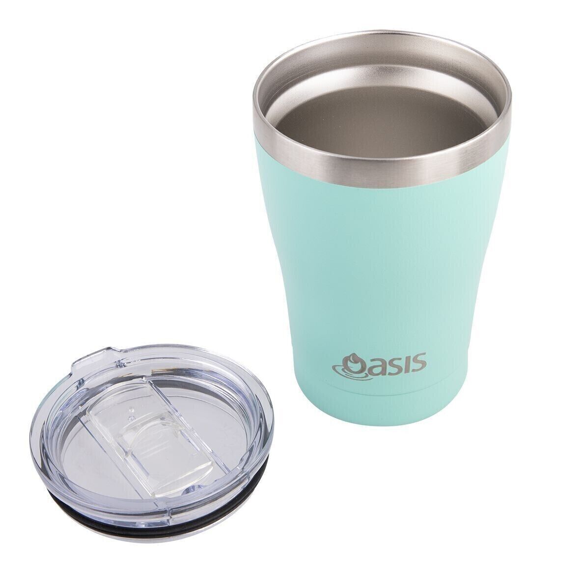 2x OASIS STAINLESS STEEL DOUBLE WALL INSULATED "TRAVEL CUP" 350ML