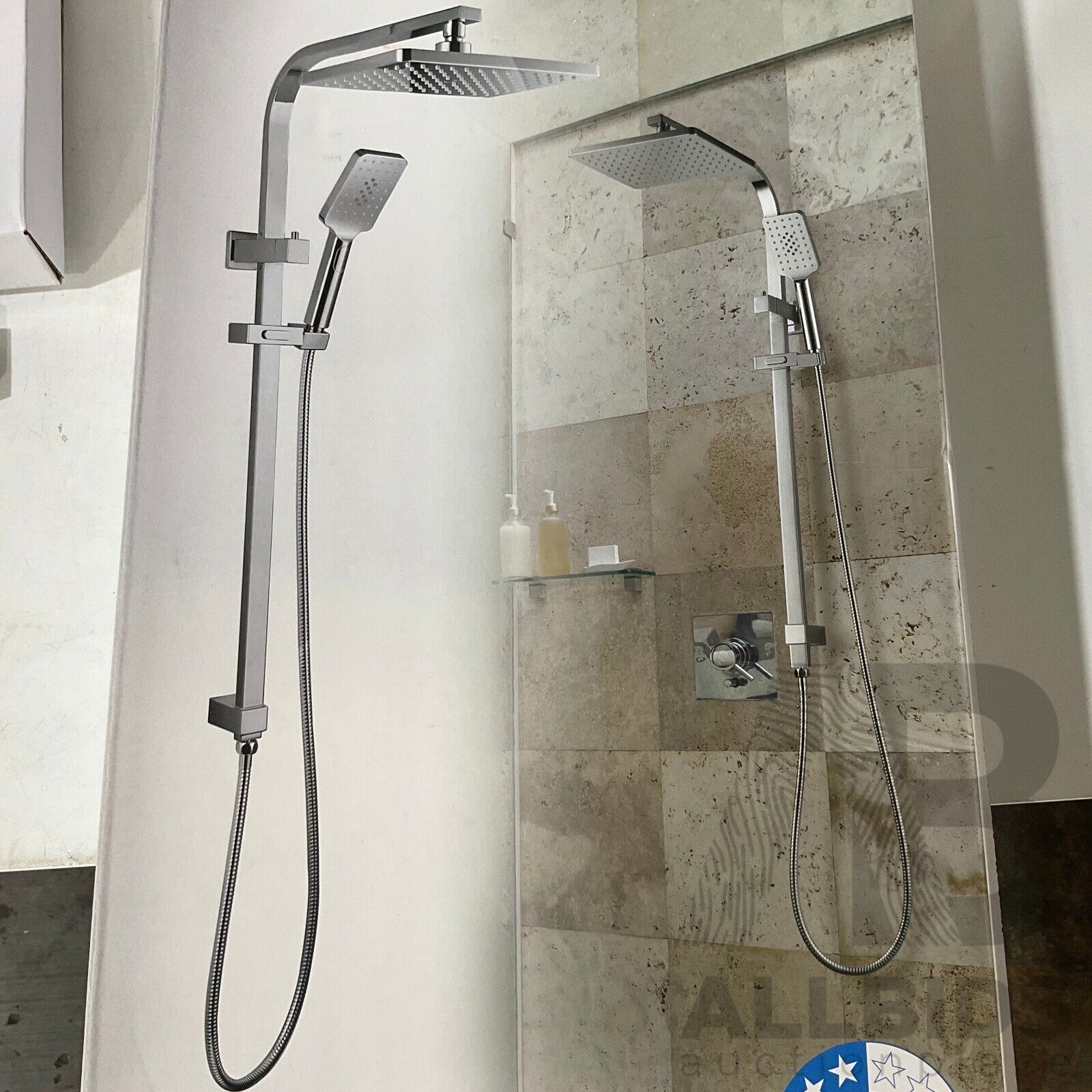 Presenza Chrome Shower Panel With Sliding Adjustable Shower Holder