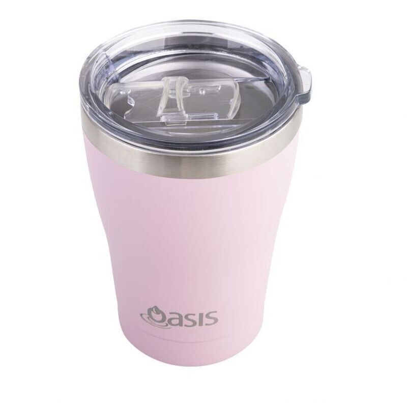 2x OASIS STAINLESS STEEL DOUBLE WALL INSULATED "TRAVEL CUP" 350ML