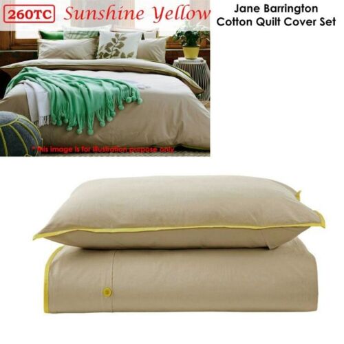 Jane Barrington Cotton Quilt Cover Set Taupe/Sunshine Yellow Queen