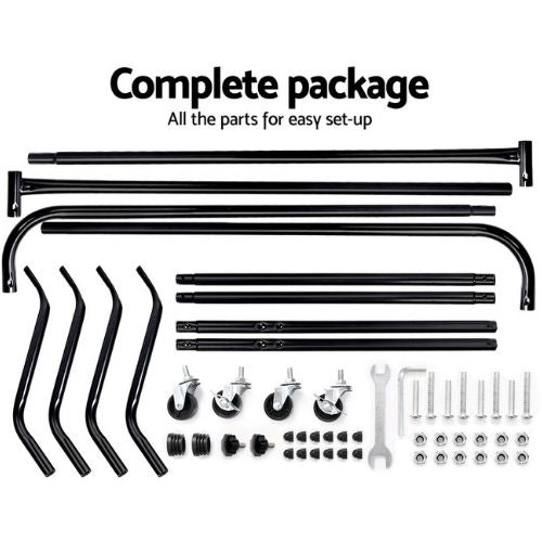 2 x Clothes Rack Metal Garment Coat Hanger Shelf Portable Display Rolling Stand