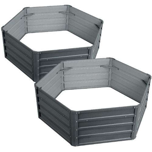 2x Garden Bed Galvanised Steel Raised Instant Planter 130X130X46CM Greenfingers