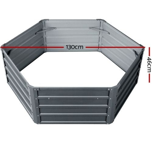 2x Garden Bed Galvanised Steel Raised Instant Planter 130X130X46CM Greenfingers
