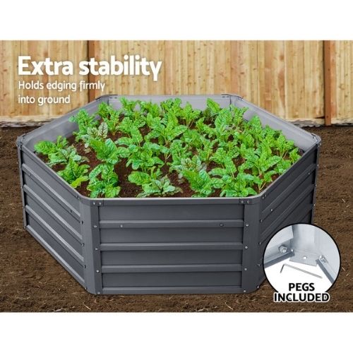 2x Garden Bed Galvanised Steel Raised Instant Planter 130X130X46CM Greenfingers