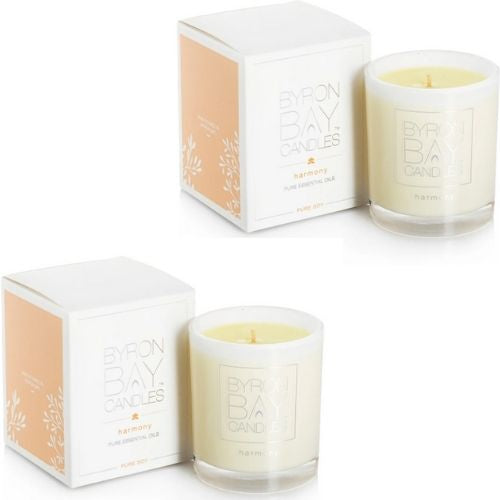 2 x Byron Bay Soy Candles - Harmony - Rose Geranium, Sweet Orange, Ylang-Ylang