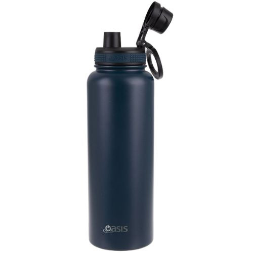 2 x Oasis 1.1L Stainless Steel Insulated Sports Bottle with Screw Cap - Navy