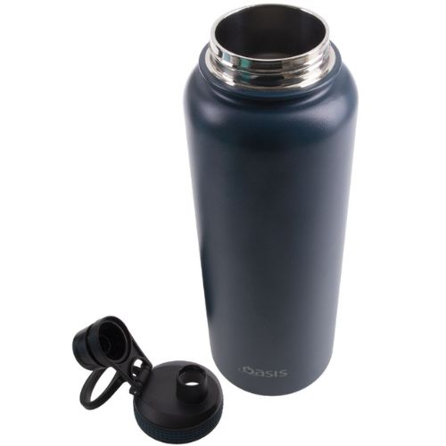 2 x Oasis 1.1L Stainless Steel Insulated Sports Bottle with Screw Cap - Navy