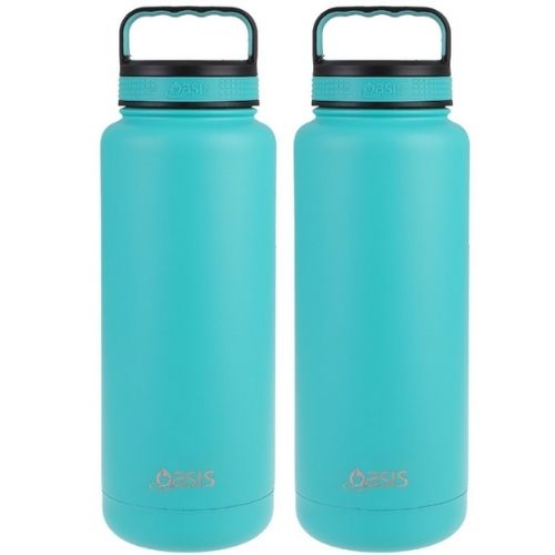 2x Oasis 1.2L Vacuum Insulated Water Bottle Stainless Steel Bottles - Turquoise
