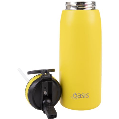 2 x Oasis 780ml Stainless Steel Insulated Drink Bottle w/ Sipper Sprout - Yellow