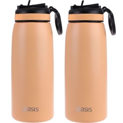 2x Oasis 780ml Stainless Steel Insulated Drink Bottle w/ Sipper Straw, Rockmelon