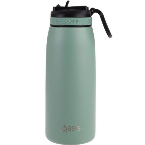 2x Oasis 780ml Stainless Steel Insulated Drink Bottle w/ Sipper Straw Sage Green