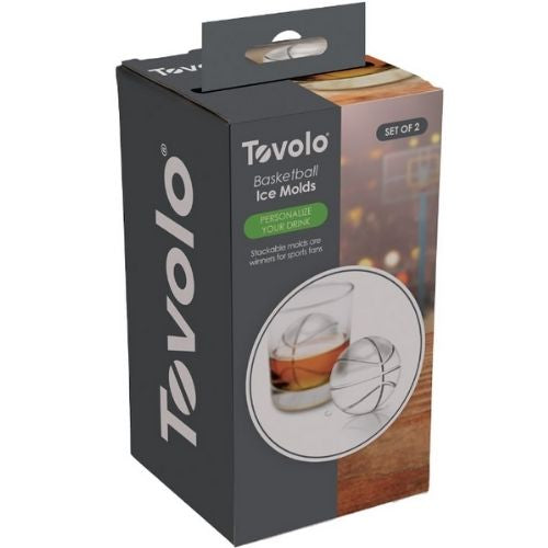 2 x Tovolo Ice Moulds Basketball-Shaped Ice Molds Silicone Ball Cubes - Charcoal