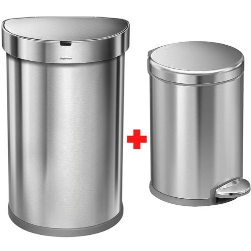EKO Shell 6L Semi-Round Step Trash Can Brushed Stainless Steel