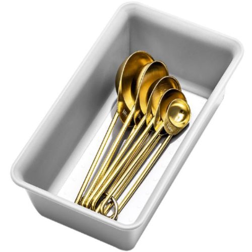 4 x Madesmart Mini Storage Bin Utensil Tray Kitchen Drawer Organiser - Soft Grey