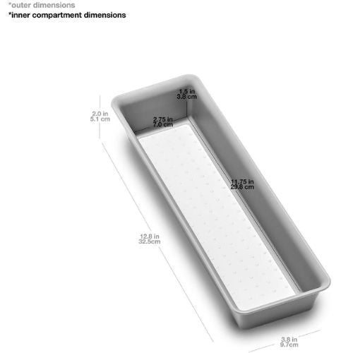 4x Madesmart Narrow Storage Bin Utensil Tray Kitchen Drawer Organiser, Soft Grey