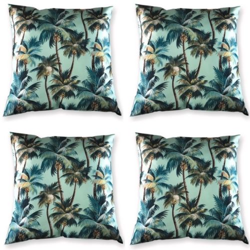 4 x Mojo Cushion Cover Throw Pillow Case 60x60cm L.A. Palm Blue Design