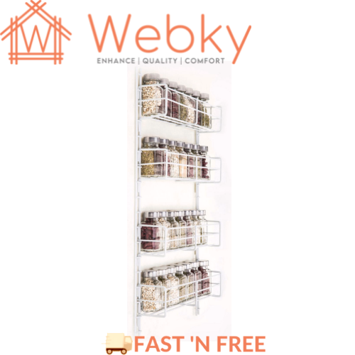 Spice Rack Wall Mount Seasoning Bottle Organiser Adjustable Shelf Stor