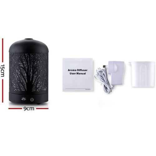Aroma Diffuser Air Humidifier Aromatherapy LED Night Light Black Forest Pattern