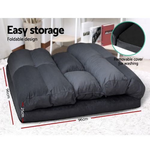 Artiss Adjustable Floor Lounge Sofa Foldable Recliner Chaise Chair - Charcoal