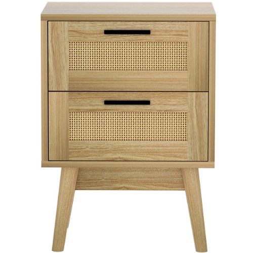 Artiss Bedside Tables Rattan 2 Drawers Side Table Nightstand Storage Cabinet