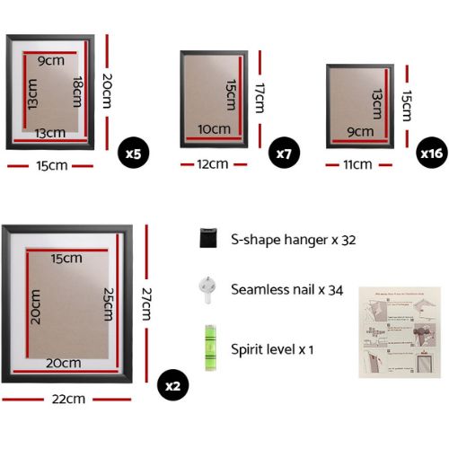 Artiss Black Picture Photo Frames Frame Wall Set Collage Home Decor Gift 30pcs