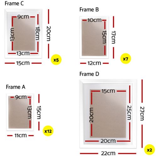 Artiss Photo Frames 26PCS 8x10in 5x7in 4x6in 3.5x5in Hanging Wall Frame - White