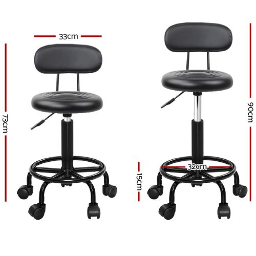 Artiss Salon Stool Barber Beauty Hydraulic Lift Swivel Chair with Backrest Black