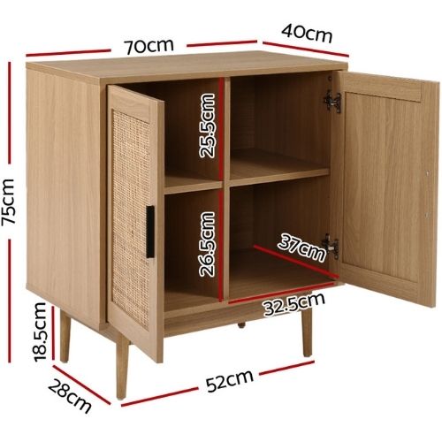 Artiss Wooden Buffet Sideboard Hallway Table w/ Rattan Doors & Adjustable Shelf