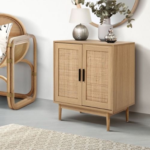 Artiss Wooden Buffet Sideboard Hallway Table w/ Rattan Doors & Adjustable Shelf