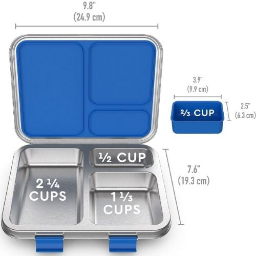 Bentgo Bento Lunch Box Kids Food Container Stainless Steel Leak-Resistant - Blue
