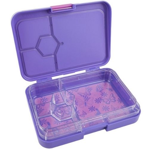 Bento Lunch Box 4-Compartment Food Storage Container Sachi - Purple Butterflies
