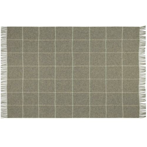 Brighton Throw Blanket 100% NZ Wool Soft Warm Cozy Bed Decoration, Beige Striped