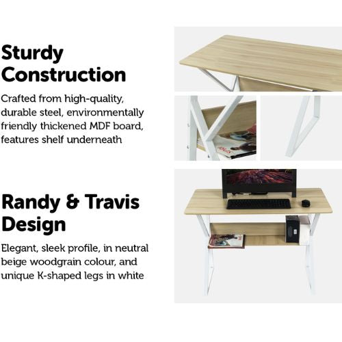 Computer Desk Home Office Furniture Study Gaming Wooden Table with Storage Shelf