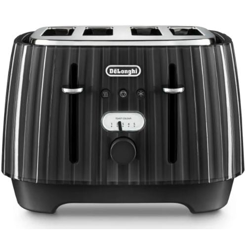 Delonghi Ballerina 4 Slice Bread Toaster Removable Crumb Tray, 1800W - Black