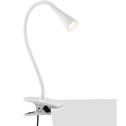 Desk Clip Lamp Study Reading Table LED Light Verve Design Dale Gooseneck - White