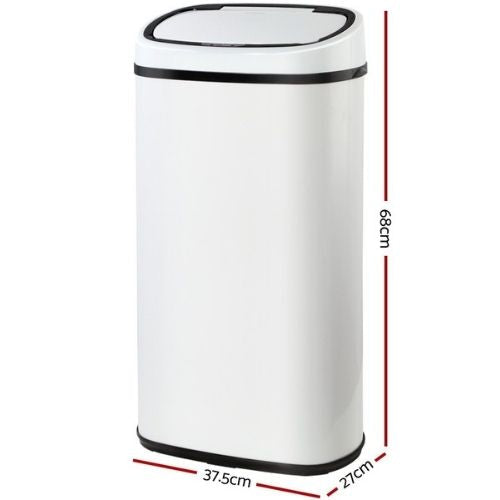 Devanti 58L Motion Sensor Rubbish Kitchen Bin Automatic Waste Trash Can - White