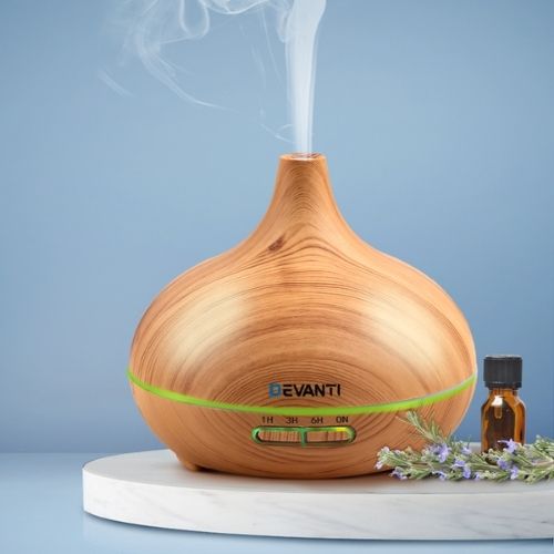 Devanti Aroma Diffuser 4 in 1 Aromatherapy Air Humidifier 300ml - Light Wood