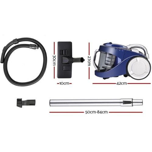 Devanti Vacuum Cleaner Bagless Cyclone Cyclonic Vac Home Office Car 2200W - Blue