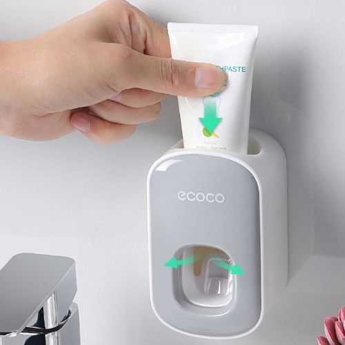 Ecoco Automatic Toothpaste Dispenser Squeezer Wall Mount Toothpaste Holder Black