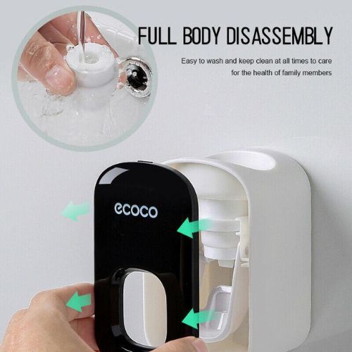 Ecoco Automatic Toothpaste Dispenser Squeezer Wall Mount Toothpaste Holder Black