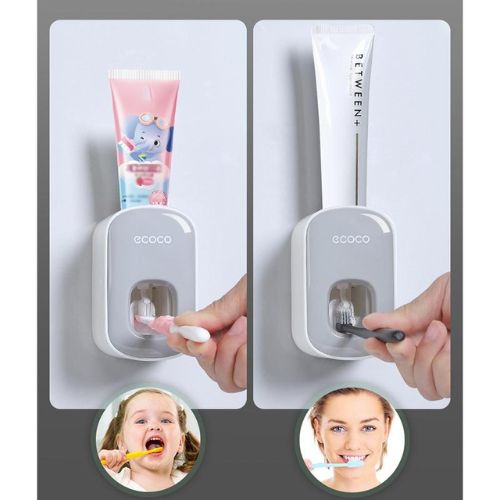 Ecoco Automatic Toothpaste Dispenser Squeezer Wall Mount Toothpaste Holder, Grey