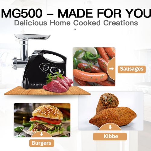 EuroChef Electric Meat Grinder Mincer Sausage Filler Kibbe Maker Stuffer - Black