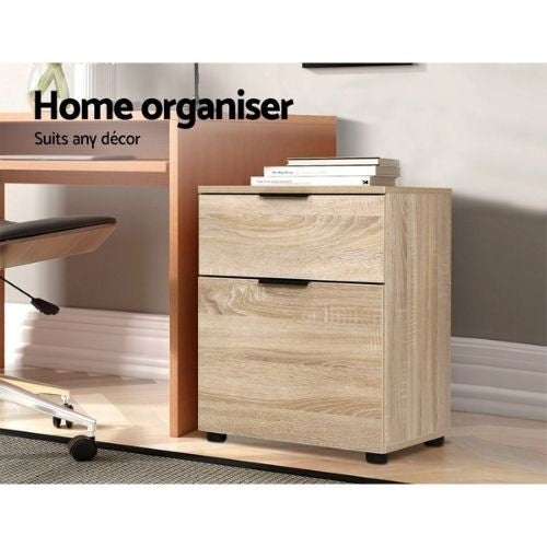Filing Cabinet Storage 2 Drawers Home Office File Shelves Drawer Cupboard Wood