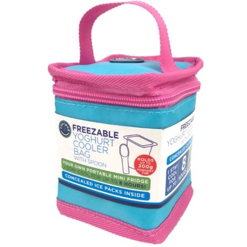 Freezable Yoghurt Cooler Bag Insulated Lunch Box With Spoon Aqua/Mid